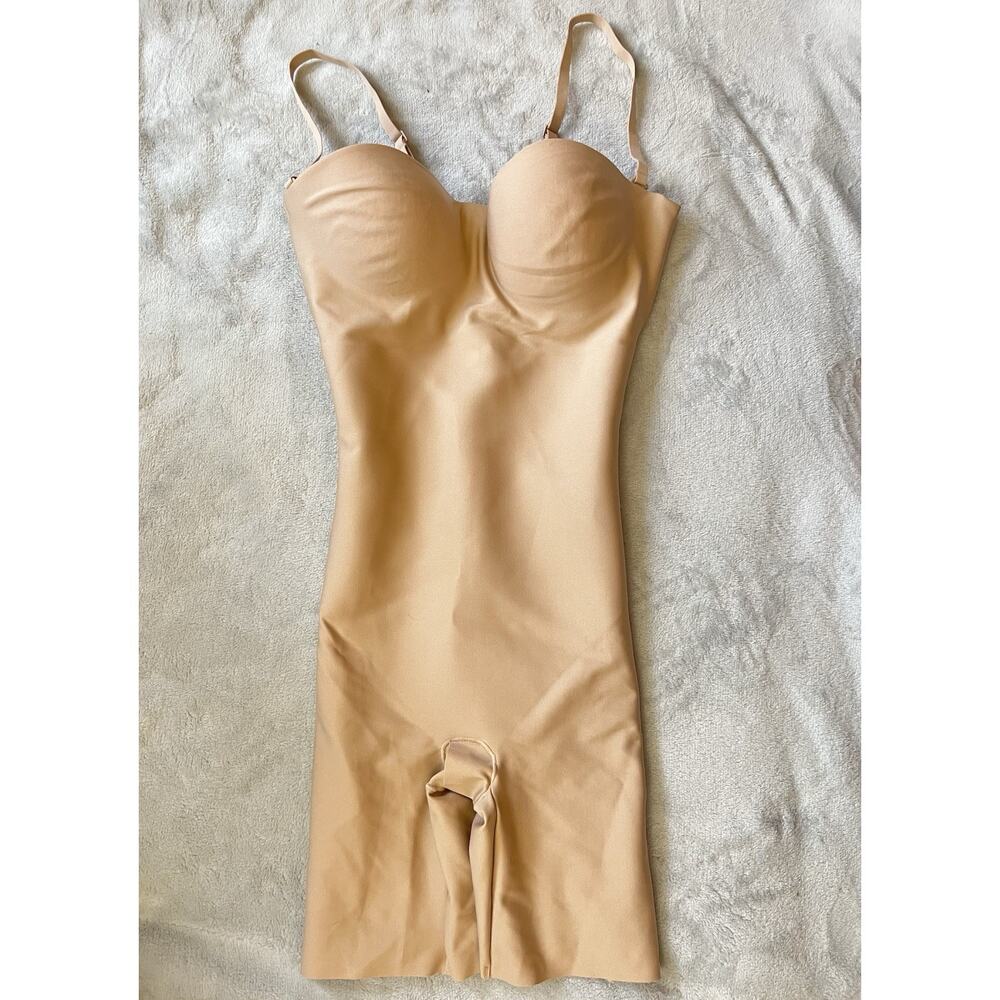 Skims Body Sz S Zoned Underwire Mid Thigh Bodysuit Core Sculpt Clay BD-ONS-9547W